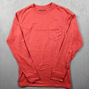 J Peterman T-Shirt Mens Small Red Long Sleeve Chest Pocket Vintage Tee Cotton